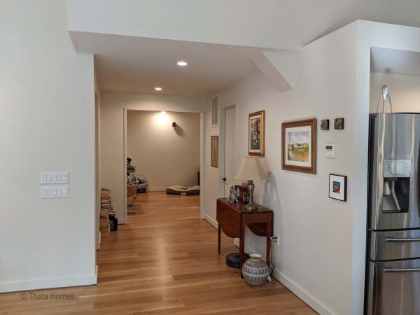 Back patio and outdoor living space perspective