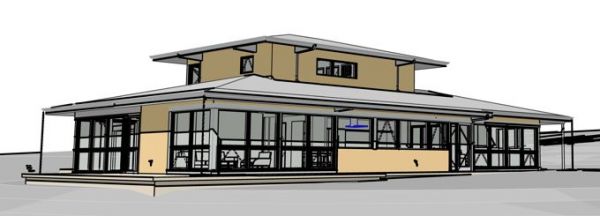 Exterior front view of sustainable custom home