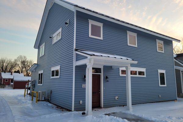 Custom home exterior with modern architectural lines