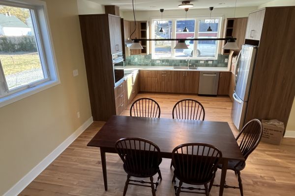 Interior living room with natural light and contemporary finishes